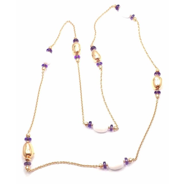 Bulgari Bulgari Mediterranean Eden Sautoir 18k gold amethyst ceramic necklace For Sale - Image 4 of 11