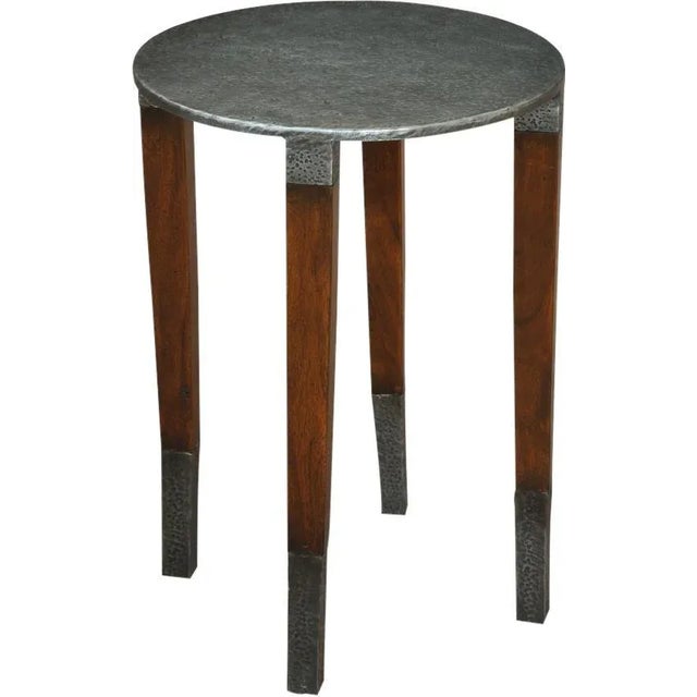 Transitional Sarreid Ltd. Burnford Transitional Round Side Table For Sale - Image 3 of 3