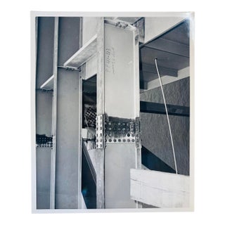 1970s Architectural Steel Beams Original Black and White Photo From the Archival Record, Groton Ct For Sale