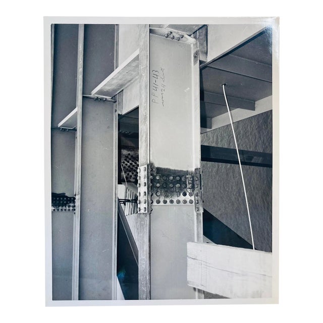 1970s Architectural Steel Beams Original Black and White Photo From the Archival Record, Groton Ct For Sale