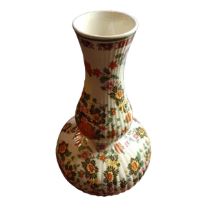 1990s H Bequet Fait Main Handmade in Belgium Floral Ceramic Palace Vase