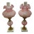 Mid 20th Century Fenton Art Glass and Marble Hurricane Table Lamps - a Pair For Sale