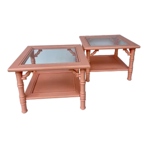 1960s Vintage Pair of Mersman Faux Bamboo Side Tables