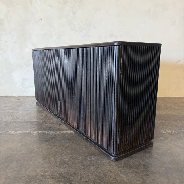 Reeded Credenza in Weathered Black Cabinet For Sale - Image 12 of 18