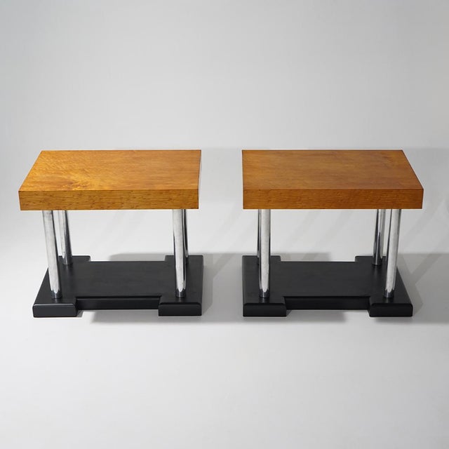 Stools in Birdseye Maple and Chromed Metal, 1930s, Set of 2 For Sale - Image 17 of 17