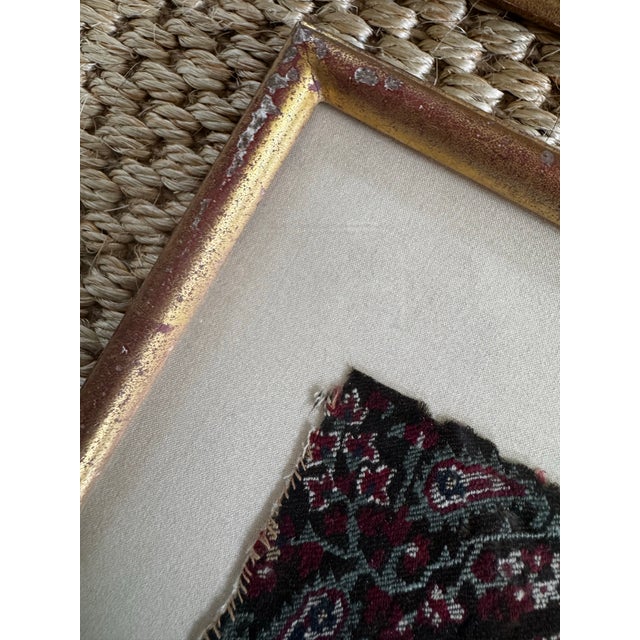 Collection of Antique Kashmiri Textile Fragments in Gilt Frames – Set of 7 For Sale - Image 9 of 12