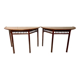 1980s Pair of Bamboo Demi Loom Tables For Sale