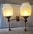 Vintage Art Deco Light Old Lamp Wall Sconces Fixture Brass & Skyscraper Milk Glass Shade Ship Light For Sale - Image 6 of 7