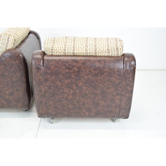 Mid-Century Leatherette Armchairs on Wheels, 1970s, Set of 2 For Sale - Image 10 of 17