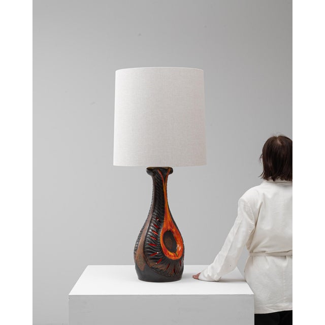 20th Century French Space Age Orange Lava Ceramic Table Lamp For Sale - Image 10 of 12