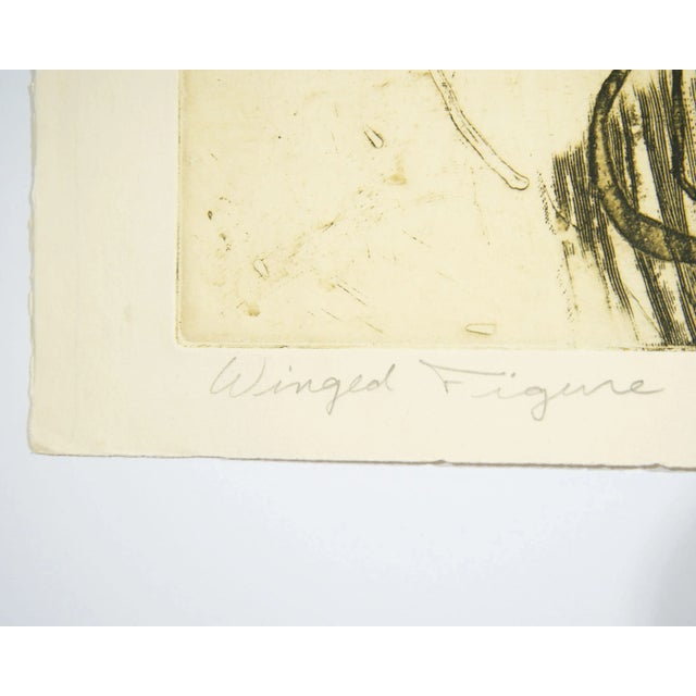Paper “Winged Figure” Abstract Color Etching and Aquatint by Walter Sorge For Sale - Image 7 of 10