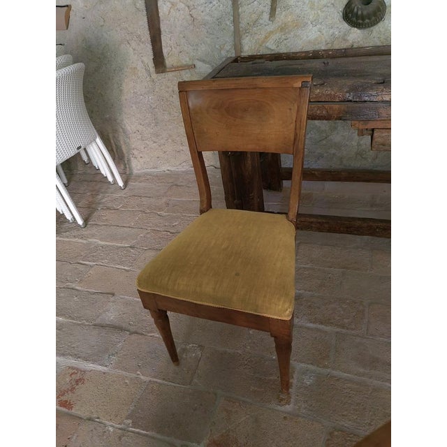 Wood Round Walnut Table with Column Base with Six Chairs, Set of 7 For Sale - Image 7 of 18