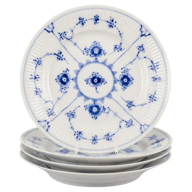 Blue Small Lunch Plates in Blue Fluted Porcelain from Royal Copenhagen, 1980s, Set of 4 For Sale - Image 8 of 8