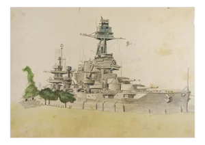 1940's Battleship Drawing