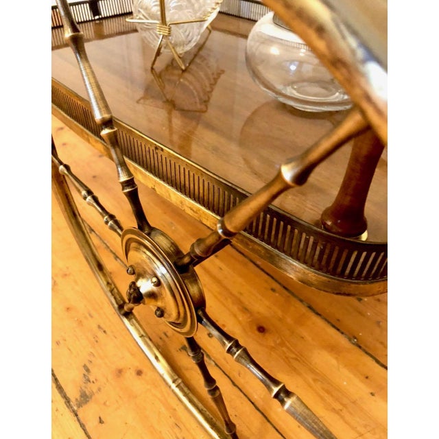 Mid-Century Brass and Wood Serving Cart by Josef Frank for Svenskt Tenn, 1950s For Sale - Image 12 of 15