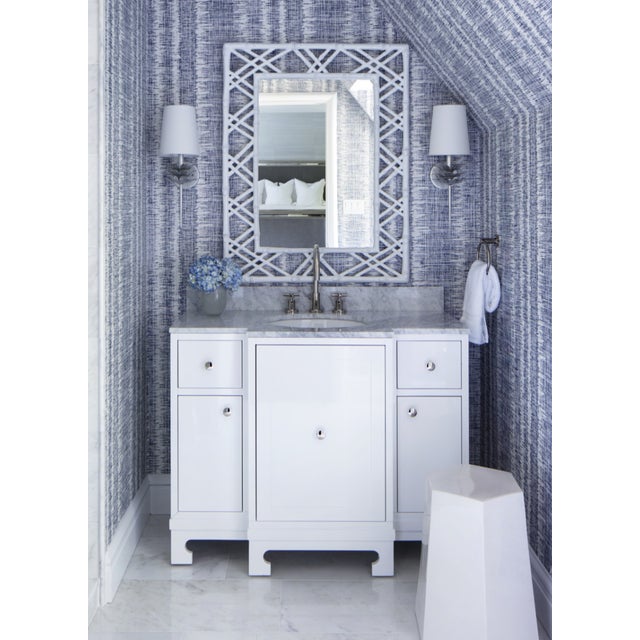 2020s Matthew Izzo Home Delilah Silver Leaf Wall Sconce With White Linen Shade For Sale - Image 5 of 5