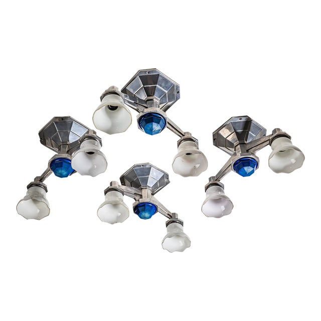 1930s Art Deco Railway Ceiling Lights - Set of Four For Sale