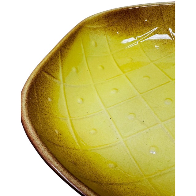 Vintage (1960's) Mid-Century Modern California Pottery Pineapple Chip & Dip Bowl S-24 For Sale In Tampa - Image 6 of 10