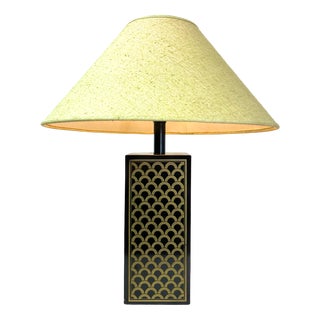 Vintage Table Lamp with Black and Gold Cube Base For Sale