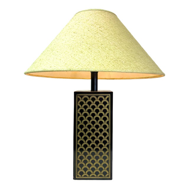 Vintage Table Lamp with Black and Gold Cube Base For Sale
