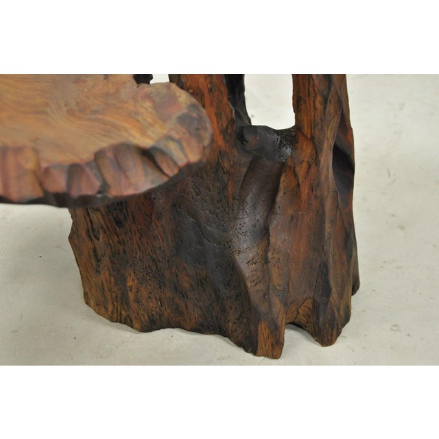 Brown Vintage Mid Century Modern Live Edge 2 Tier Walnut Plant Stand Side Table For Sale - Image 8 of 16