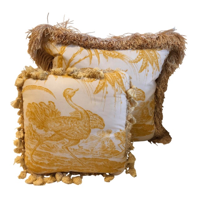 Custom Yellow Toile Pillows Pair Chairish