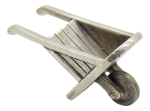 Vintage Italian Handmade Genuine Silver Wheelbarrow Dollhouse Miniature by Raspini Gioielli, 1980s