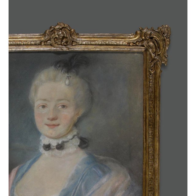 Paper After Jean-Baptiste Perronneau, Portrait Composition, Late 18th Century, Pastel on Paper, Framed For Sale - Image 7 of 13
