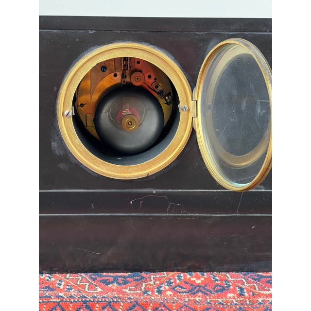 Antique Tiffany & Co. Carved Slate and Marble Mantle Clock Time and Strike, Circa Early 1900s For Sale - Image 10 of 13