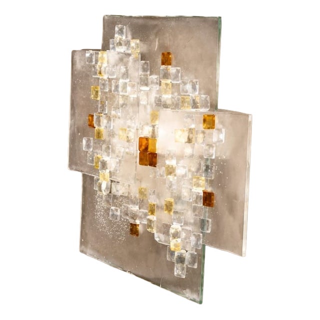 Murano Wall or Ceiling Lamp by Albano Poli for Poliarte Pavo, 1970s For Sale