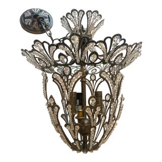 Silver and Crystal Bead Chandelier For Sale