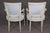1930s Pair of French Louis XVI Style Creme & Blue Paint Decorated Armchairs C. 1930's For Sale - Image 5 of 15