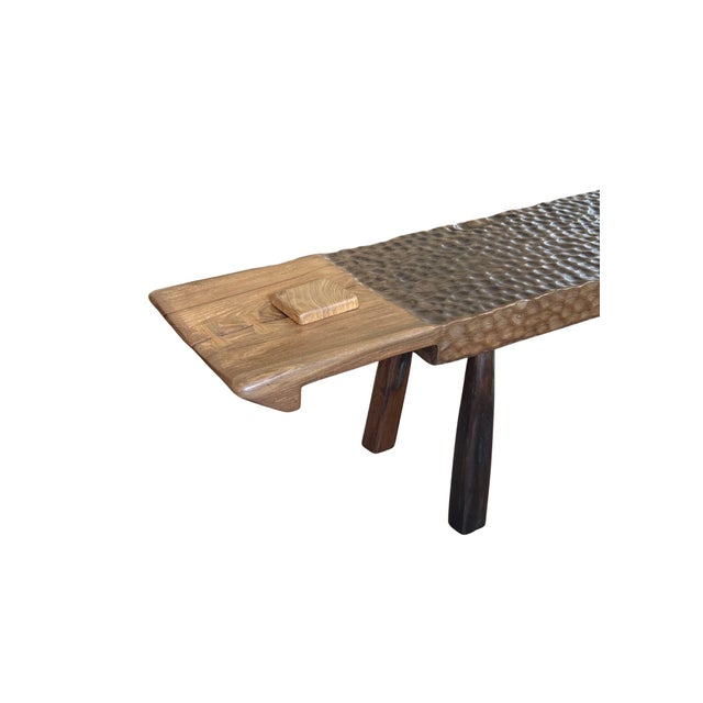 Wood Sculptural Teak Wood Long Bench Stunning Wood Textures, Modern Organic For Sale - Image 7 of 10
