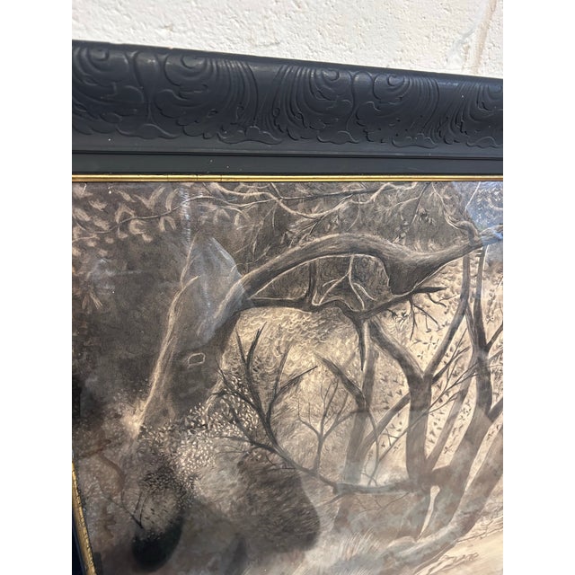 Monumental Antique Original Charcoal of Woodland Brook For Sale - Image 4 of 11