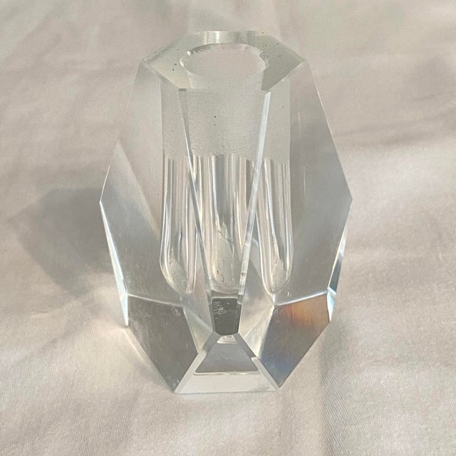 Antique Art Deco Clear Czech Glass Perfume Bottle With Stopper For Sale - Image 9 of 11