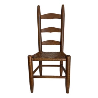 Antique Child's Ladder-Back Chair With Cane Seat - Early 20th Century For Sale