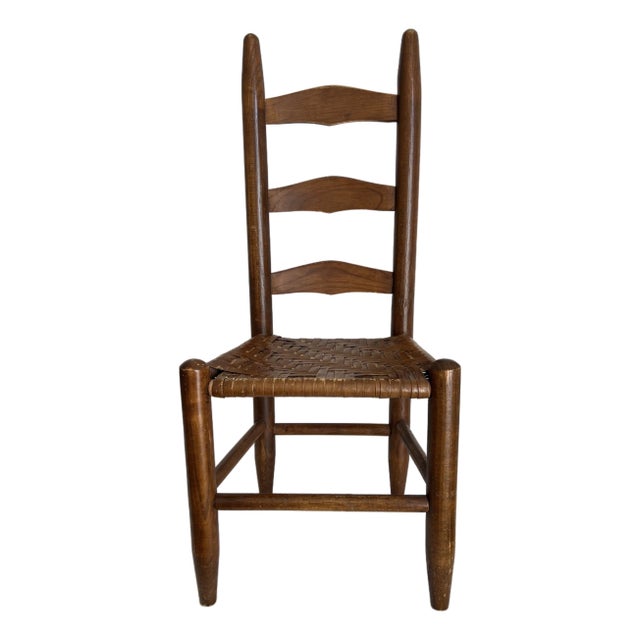 Antique Child's Ladder-Back Chair With Cane Seat - Early 20th Century For Sale