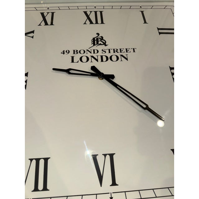 Drexel Heritage Drexel Heritage "49 Bond Street London" Square Polished Nickel Wall Clock – 22" For Sale - Image 4 of 5
