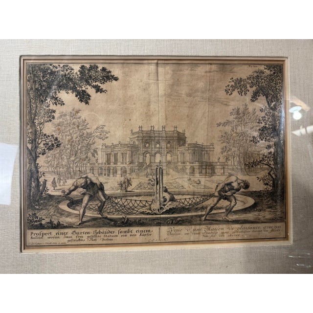 Antique Gilt Framed Litho Book Print View of the Garden Building j.b. Fischer Von Erlach For Sale - Image 6 of 10