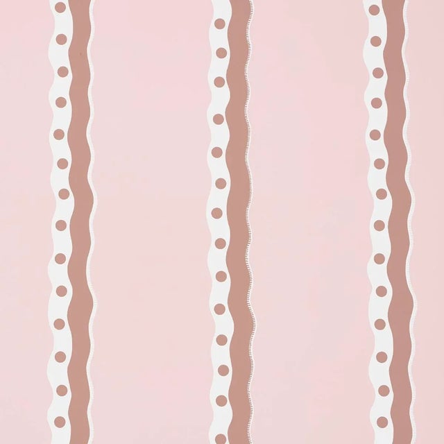 SAMPLE - Schumacher Rousseau Stripe Wallpaper In Cocoa & Blush For Sale