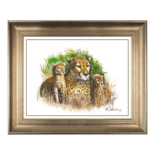 Mid 20th Century Cheetah with Cubs, Adolf Sehring For Sale