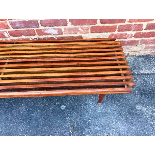 Mid Century Modern Slat Wood Bench Coffee Table For Sale - Image 9 of 17