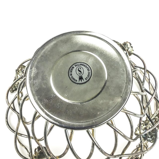 Studio Silversmiths Grape Theme Silver Plate Basket For Sale - Image 9 of 9