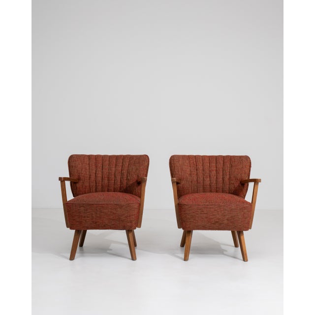Pair Of Mid Century Modern Upholstered Armchairs For Sale - Image 9 of 14