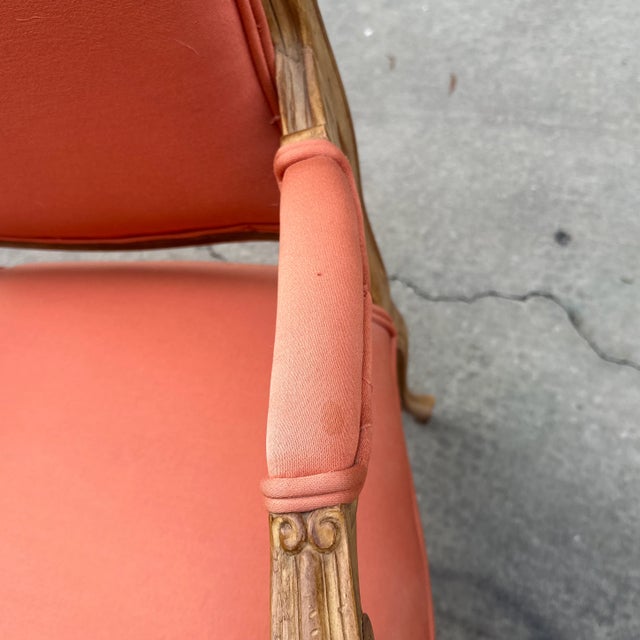 Salmon 1970s Vintage Salmon Colored Cushions Wooden Chair For Sale - Image 8 of 9