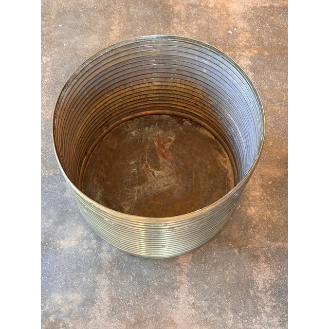 1970s 1970s Large Brass Reeded Pot For Sale - Image 5 of 6