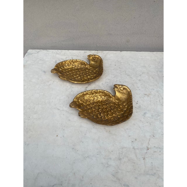 Mid-Brass Quail or Bird Catchall Tray For Sale - Image 4 of 5
