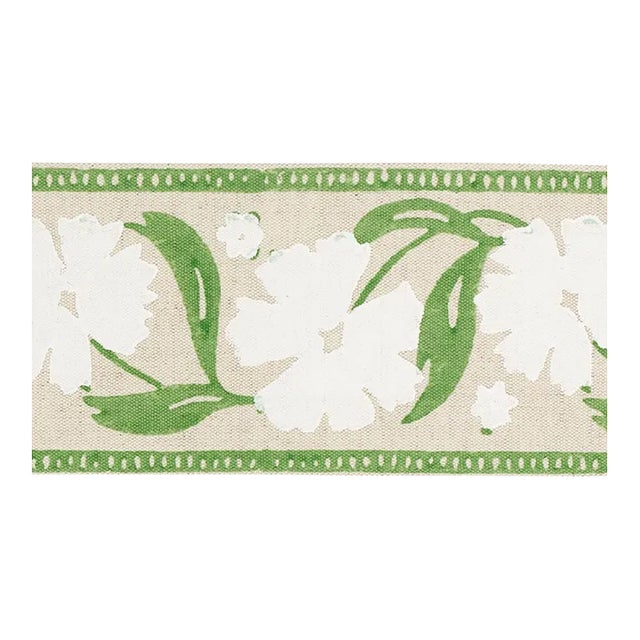 SAMPLE - Schumacher Adra Hand Blocked Tape In Ivory & Leaf For Sale