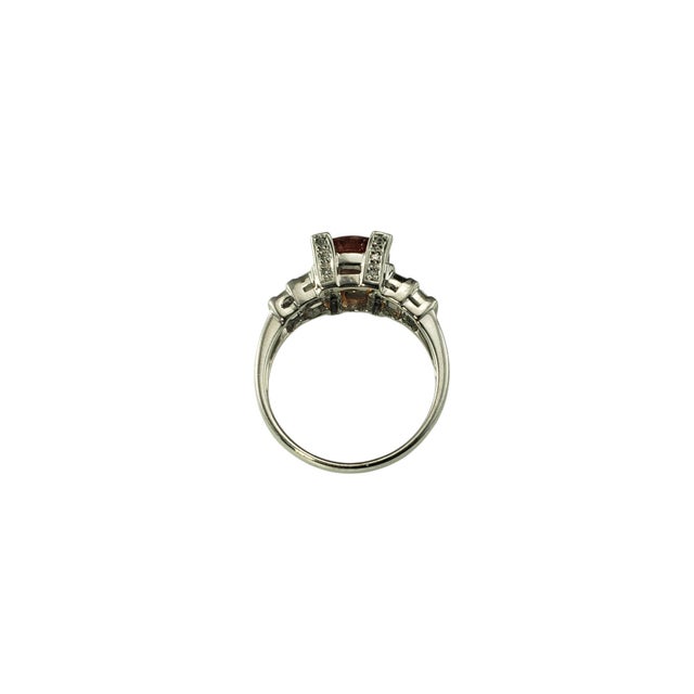 Late 20th Century 14k White Gold Spessartite Garnet and Diamond Ring, Size 8 For Sale In New York - Image 6 of 9