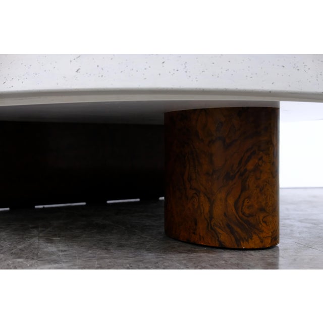 Wood Large Isla Coffee Table, Burl Wood Base With Custom Fabricated Top For Sale - Image 7 of 11